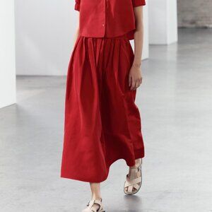 NWT ZARA FULL MIDI SKIRT ZW COLLECTION RED